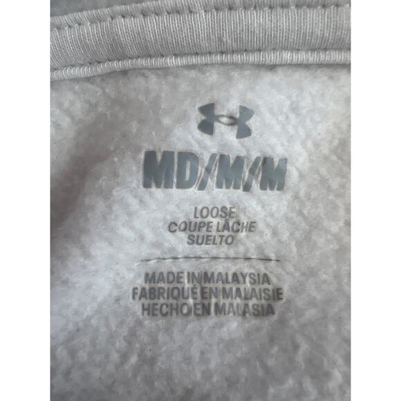 UNDER ARMOUR BASIC WHITE PULLOVER HOODIE KANGAROO POCKETS LOOSE FIT SIZE MEDIUM - Picture 5 of 11